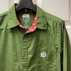 We Love‎ Fine Star Wars Men's Small Green Boba Fett Button Up Shirt Embroidered